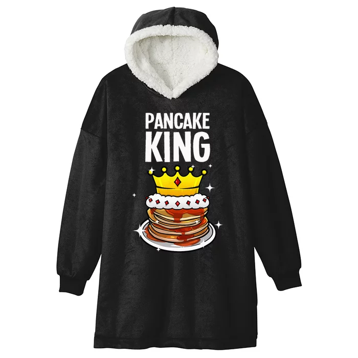 Funny Pancake King Design For Pancake Lover Hooded Wearable Blanket