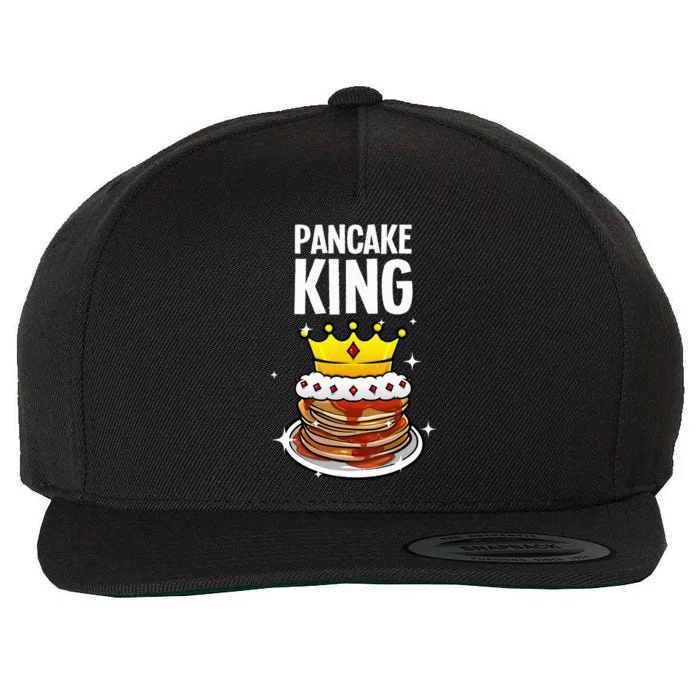 Funny Pancake King Design For Pancake Lover Wool Snapback Cap