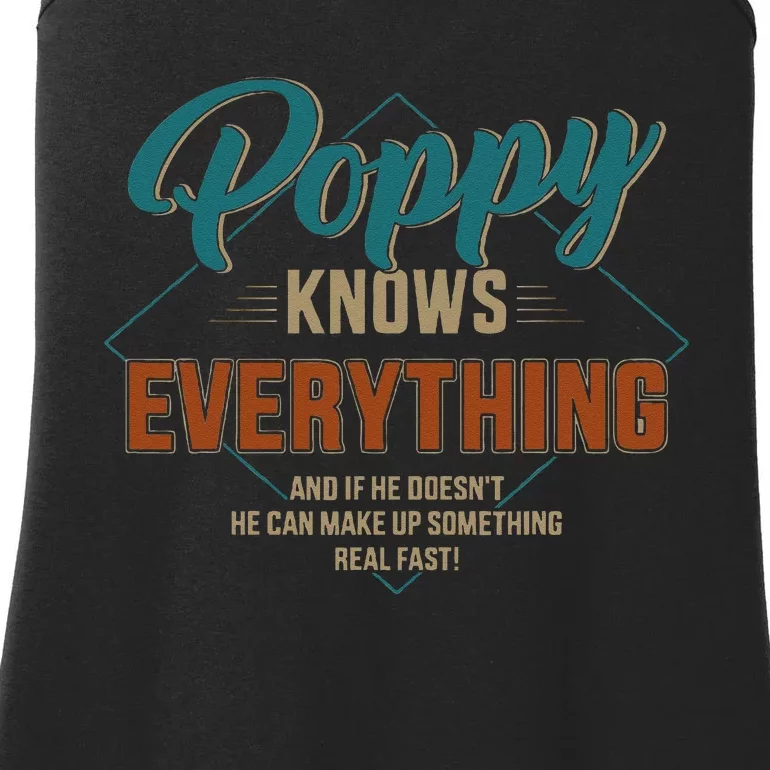 Funny Poppy Knows Everything For Grandpa And Fathers Day Ladies Essential Tank