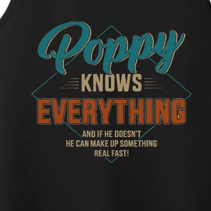 Funny Poppy Knows Everything For Grandpa And Fathers Day Performance Tank