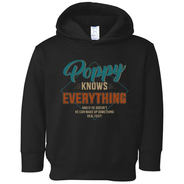 Funny Poppy Knows Everything For Grandpa And Fathers Day Toddler Hoodie