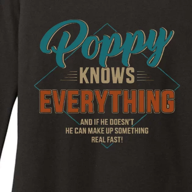 Funny Poppy Knows Everything For Grandpa And FatherS Day Womens CVC Long Sleeve Shirt