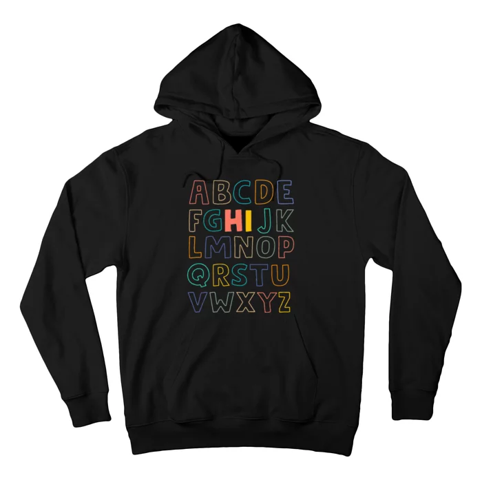 Funny Pre K Kindergarten Hi Alphabet Back To School Teachers Hoodie