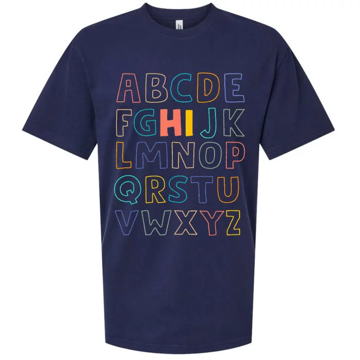 Funny Pre K Kindergarten Hi Alphabet Back To School Teachers Sueded Cloud Jersey T-Shirt