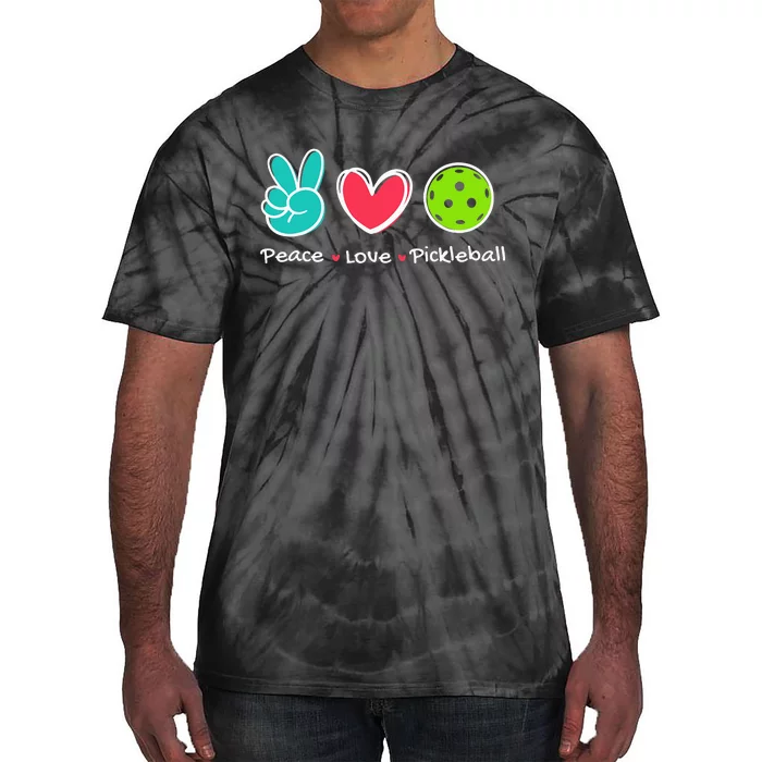 Funny Peace Love Pickleball Court Play Loves Pickleball Tie-Dye T-Shirt