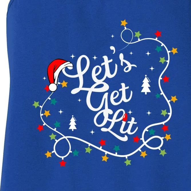 Funny Pajamas Lets Get Lit Christmas Tree Costume Xmas Gift Women's Racerback Tank