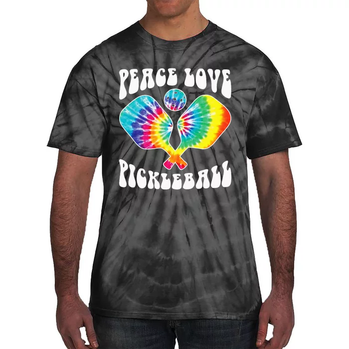 Funny Peace Love Pickleball Vintage Design Tie-Dye T-Shirt