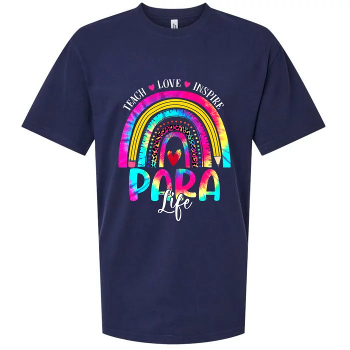 Funny Para Life Teacher Rainbow Tie Dye First Day Of School Sueded Cloud Jersey T-Shirt