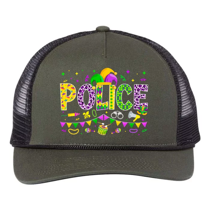 Funny Police Lover Mardi Gras Carnival Party Cool Gift Retro Rope Trucker Hat Cap