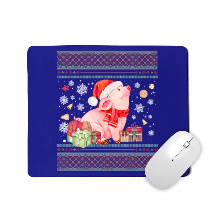 Funny Pig Lovers Cute Pig Santa Hat Ugly Christmas Sweater Cute Gift Mousepad