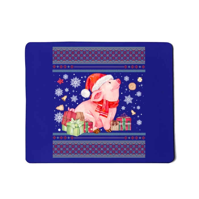 Funny Pig Lovers Cute Pig Santa Hat Ugly Christmas Sweater Cute Gift Mousepad