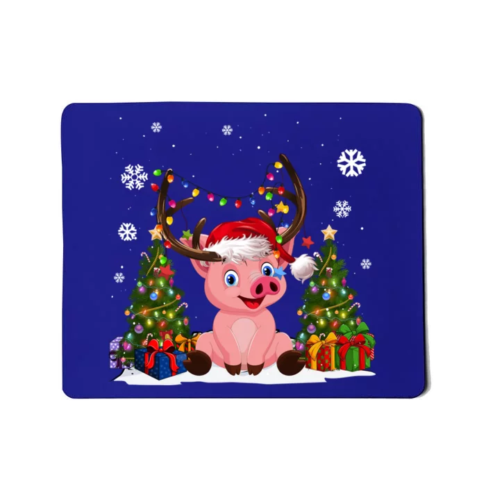 Funny Pig Lovers Cute Pig Santa Hat Ugly Christmas Sweater Gift Mousepad