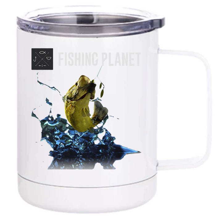 Fishing Planet LargeMouth Bass Front & Back 12oz Stainless Steel Tumbler Cup