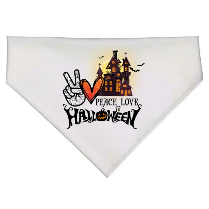 Funny Peace Love Halloween Spiders Bats Horror Moon Costumes Cool Gift USA-Made Doggie Bandana