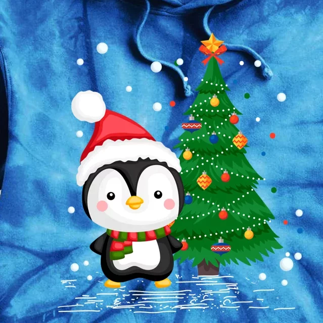 Funny Penguin Lover Gift Santa Hat Penguin Christmas Cool Gift Tie Dye Hoodie