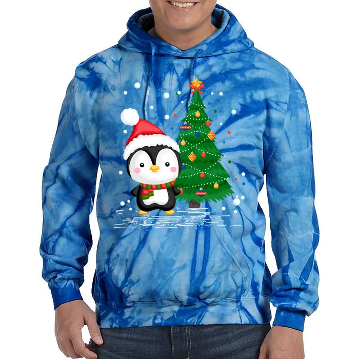 Funny Penguin Lover Gift Santa Hat Penguin Christmas Cool Gift Tie Dye Hoodie