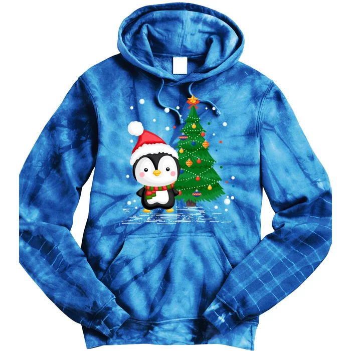 Funny Penguin Lover Gift Santa Hat Penguin Christmas Cool Gift Tie Dye Hoodie