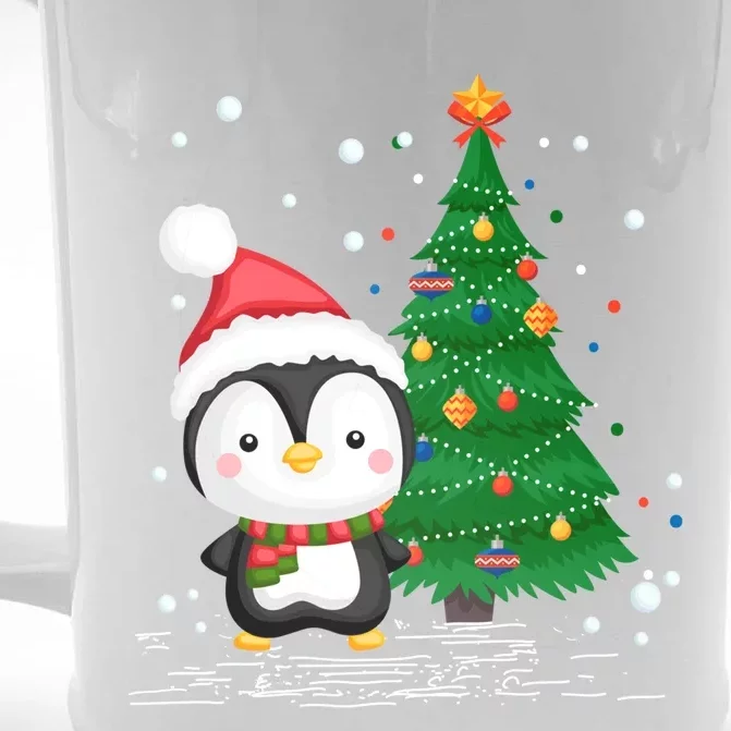 Funny Penguin Lover Gift Santa Hat Penguin Christmas Cool Gift Front & Back Beer Stein