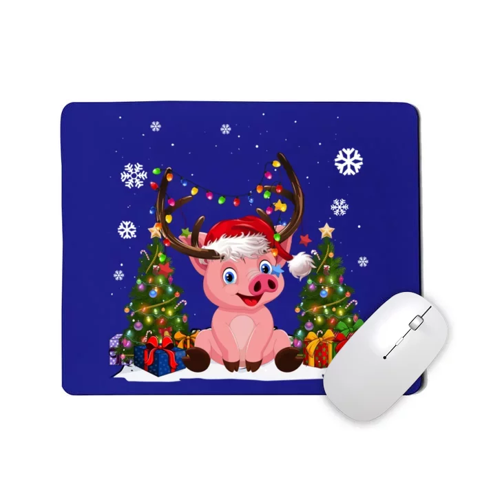 Funny Pig Lovers Cute Pig Santa Hat Ugly Christmas Sweater Great Gift Mousepad