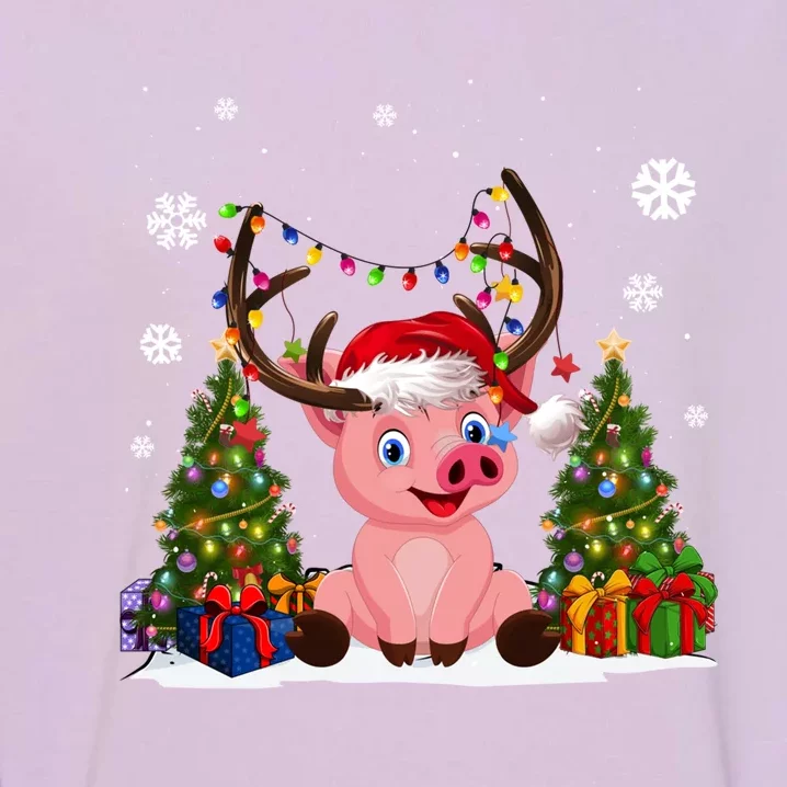 Funny Pig Lovers Cute Pig Santa Hat Ugly Christmas Sweater Great Gift Garment-Dyed Sweatshirt