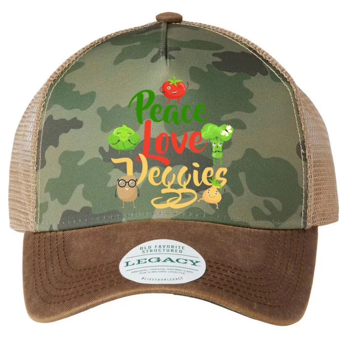 Funny Peace Love Veggies Slogan Vegans Veganism Vegetarians Gift Legacy Tie Dye Trucker Hat