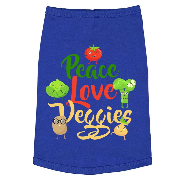 Funny Peace Love Veggies Slogan Vegans Veganism Vegetarians Gift Doggie Tank