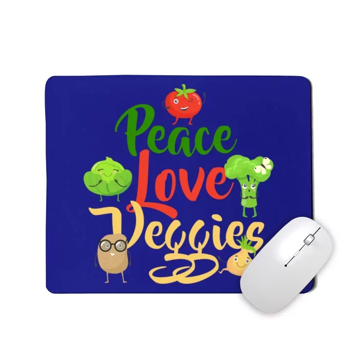 Funny Peace Love Veggies Slogan Vegans Veganism Vegetarians Gift Mousepad