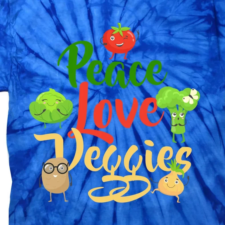 Funny Peace Love Veggies Slogan Vegans Veganism Vegetarians Gift Tie-Dye T-Shirt