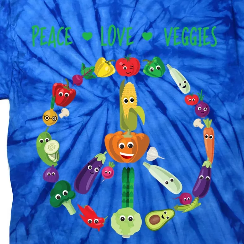 Funny Peace Love Veggies Freedom Sign Vegetables Vegan Quote Gift Tie-Dye T-Shirt