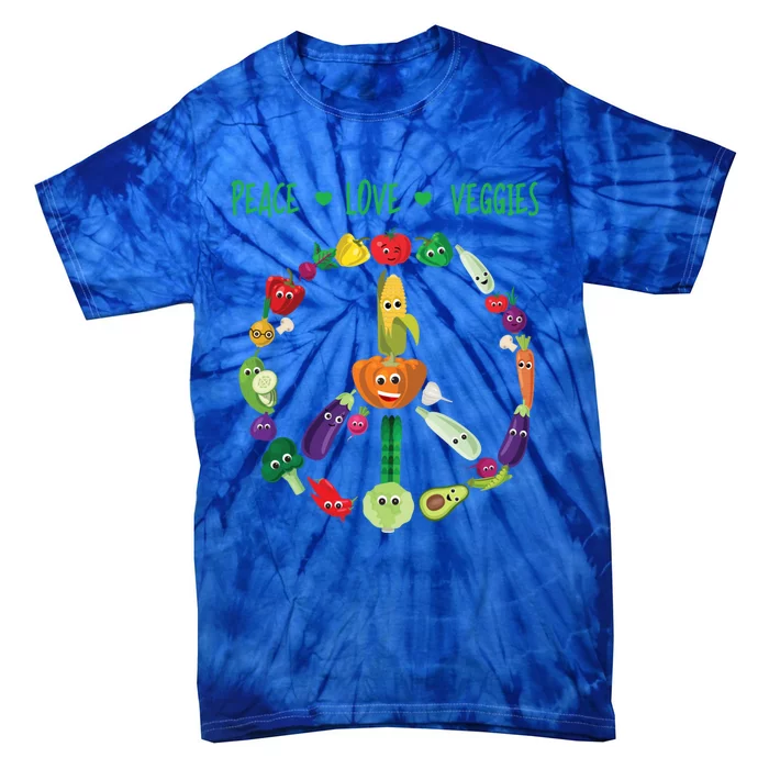 Funny Peace Love Veggies Freedom Sign Vegetables Vegan Quote Gift Tie-Dye T-Shirt