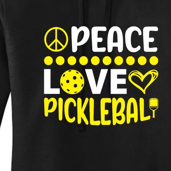 Funny Peace Love Pickleball Sport Gift Women's Pullover Hoodie