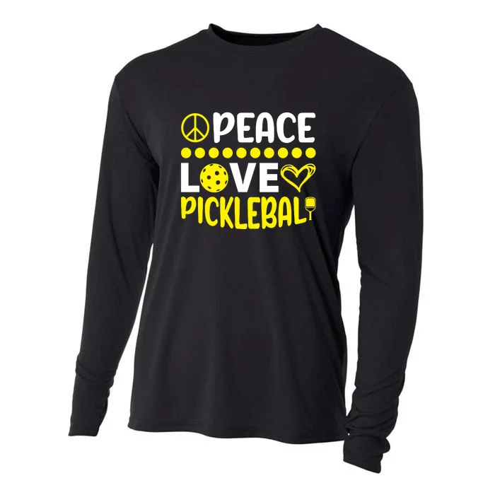 Funny Peace Love Pickleball Sport Gift Cooling Performance Long Sleeve Crew