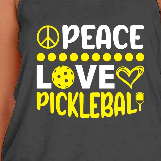 Funny Peace Love Pickleball Sport Gift Women's Knotted Racerback Tank