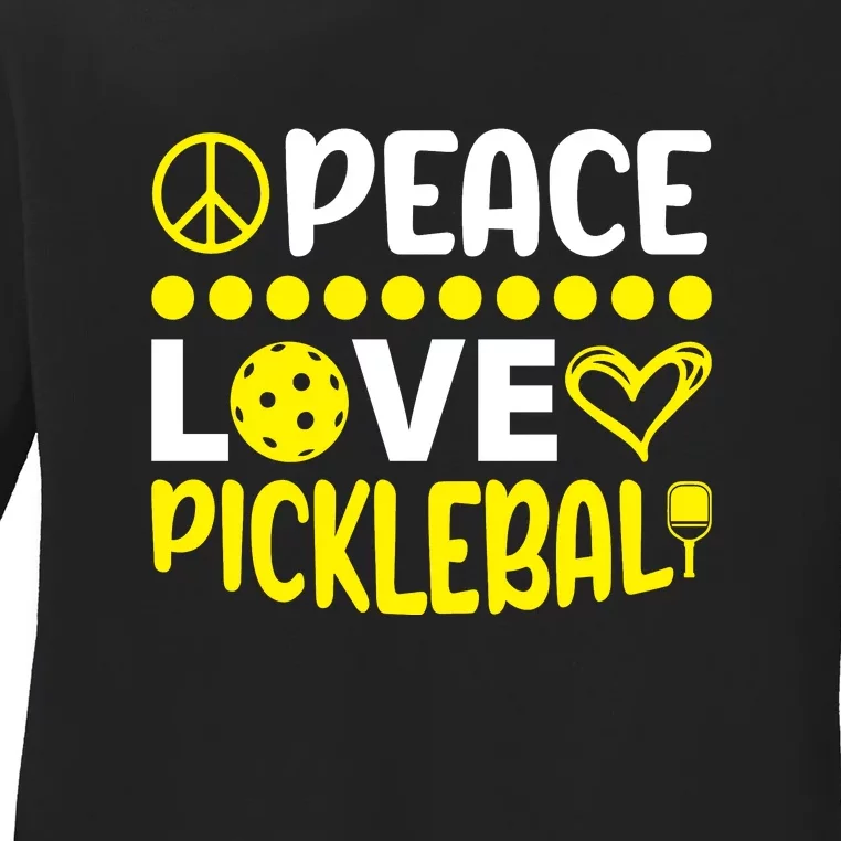 Funny Peace Love Pickleball Sport Gift Ladies Long Sleeve Shirt