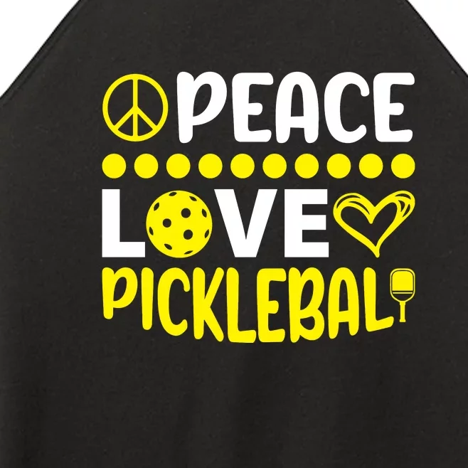 Funny Peace Love Pickleball Sport Gift Women’s Perfect Tri Rocker Tank