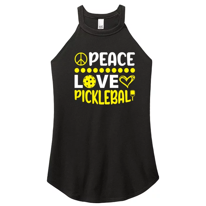 Funny Peace Love Pickleball Sport Gift Women’s Perfect Tri Rocker Tank