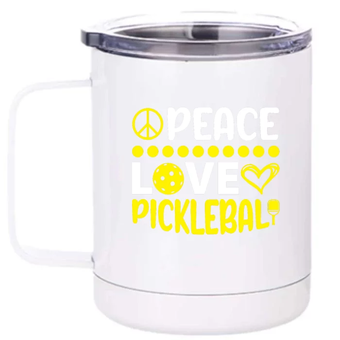 Funny Peace Love Pickleball Sport Gift Front & Back 12oz Stainless Steel Tumbler Cup