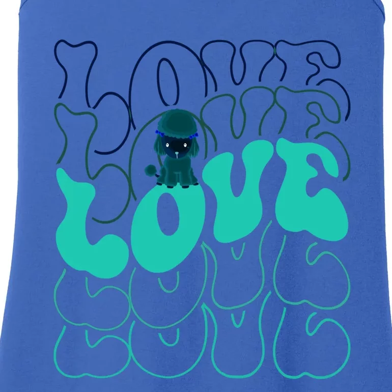 Funny Poodle Love Groovy Style Heart Valentines Day Love Great Gift Ladies Essential Tank