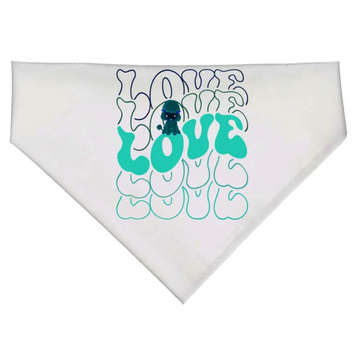 Funny Poodle Love Groovy Style Heart Valentines Day Love Great Gift USA-Made Doggie Bandana