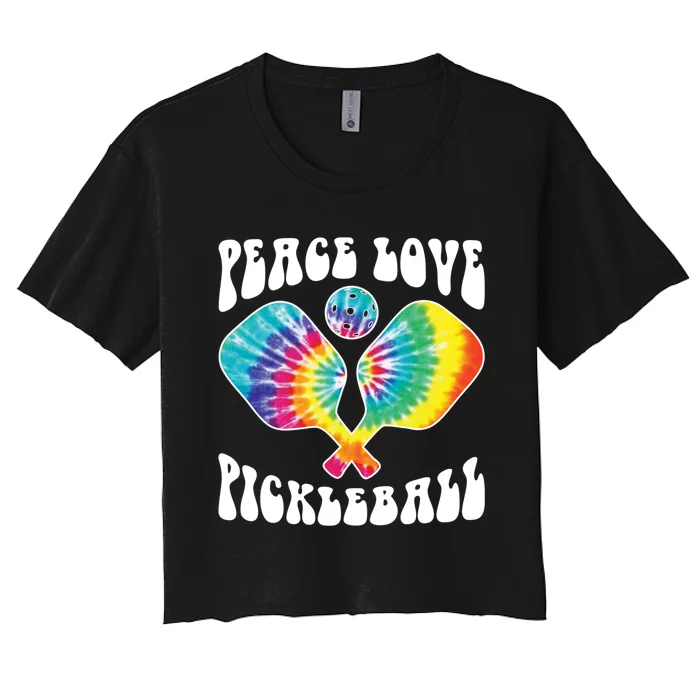 Funny Peace Love Pickleball Vintage Design Women's Crop Top Tee