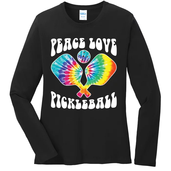 Funny Peace Love Pickleball Vintage Design Ladies Long Sleeve Shirt