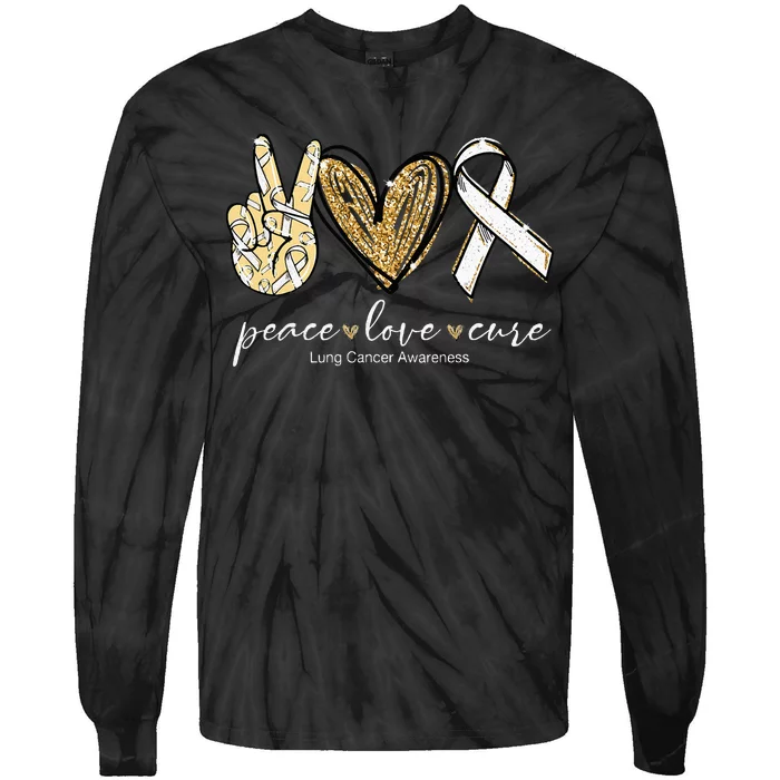 Funny Peace Love Cure Lung Cancer Awareness Gift Tie-Dye Long Sleeve Shirt