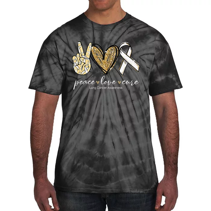 Funny Peace Love Cure Lung Cancer Awareness Gift Tie-Dye T-Shirt