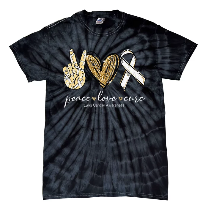 Funny Peace Love Cure Lung Cancer Awareness Gift Tie-Dye T-Shirt