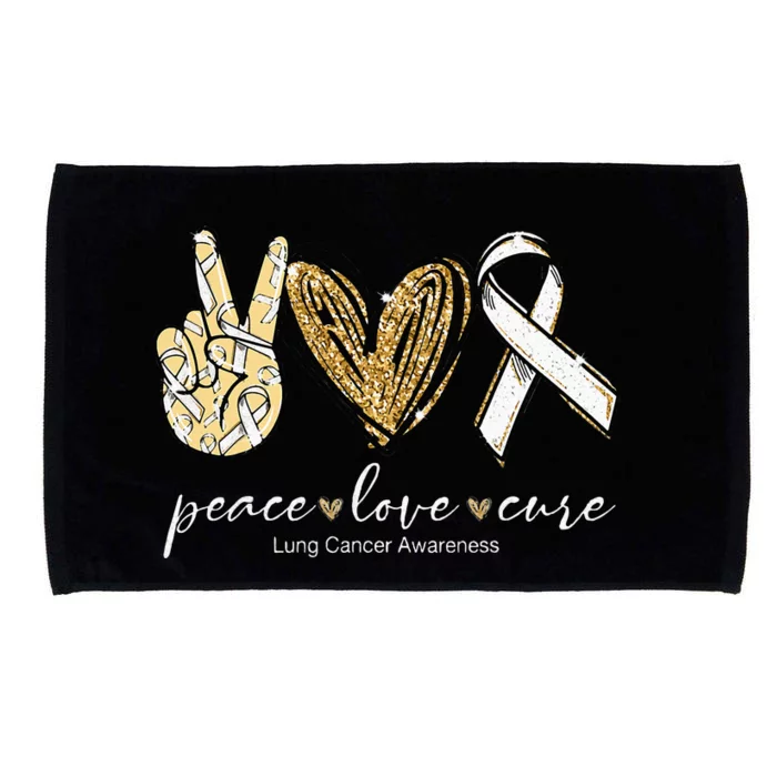 Funny Peace Love Cure Lung Cancer Awareness Gift Microfiber Hand Towel