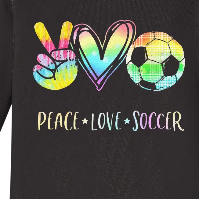 Funny Peace Love Soccer Cute Design Heart Ball Baby Long Sleeve Bodysuit