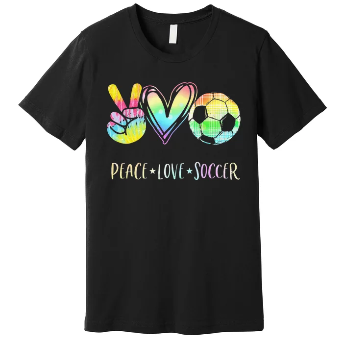 Funny Peace Love Soccer Cute Design Heart Ball Premium T-Shirt