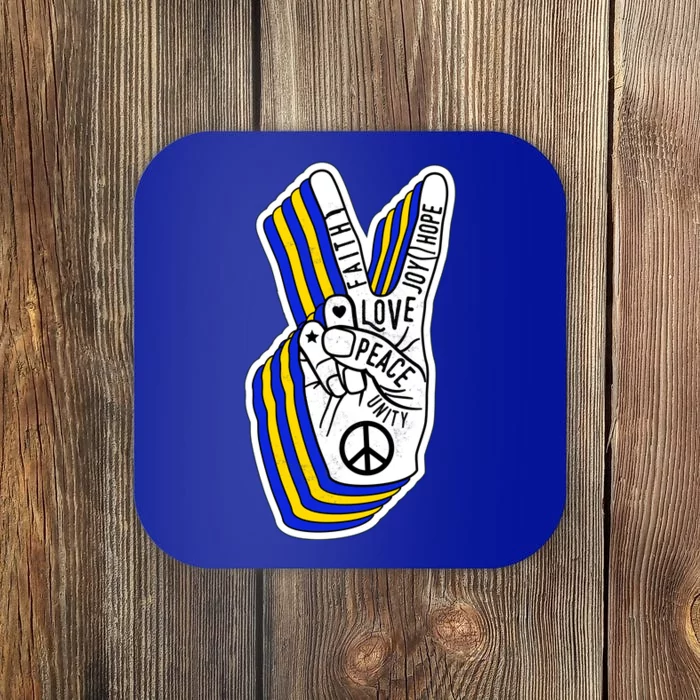 Faith Peace Love Joy Hope Ukrainian Ukraine Colors Coaster