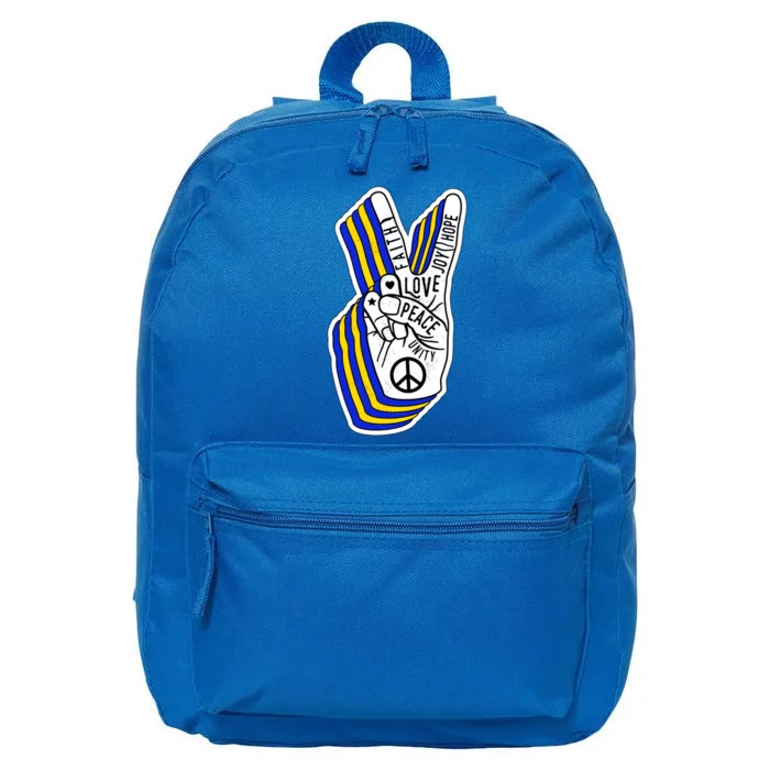 Faith Peace Love Joy Hope Ukrainian Ukraine Colors 16 in Basic Backpack