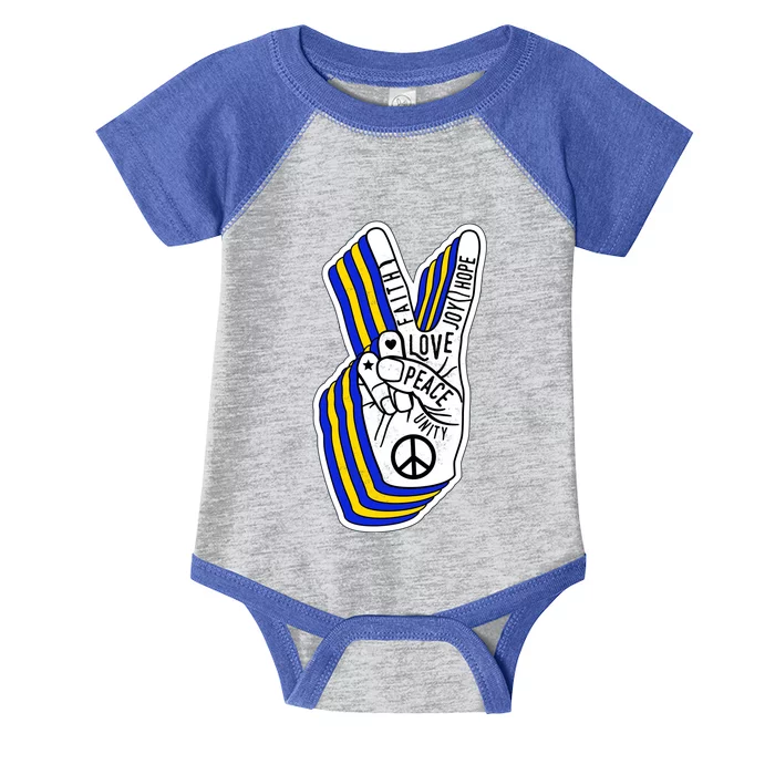 Faith Peace Love Joy Hope Ukrainian Ukraine Colors Infant Baby Jersey Bodysuit